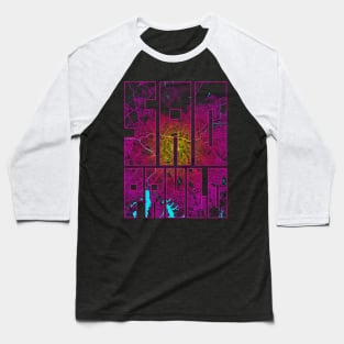 Sao Paulo, Brazil City Map Typography - Neon Baseball T-Shirt